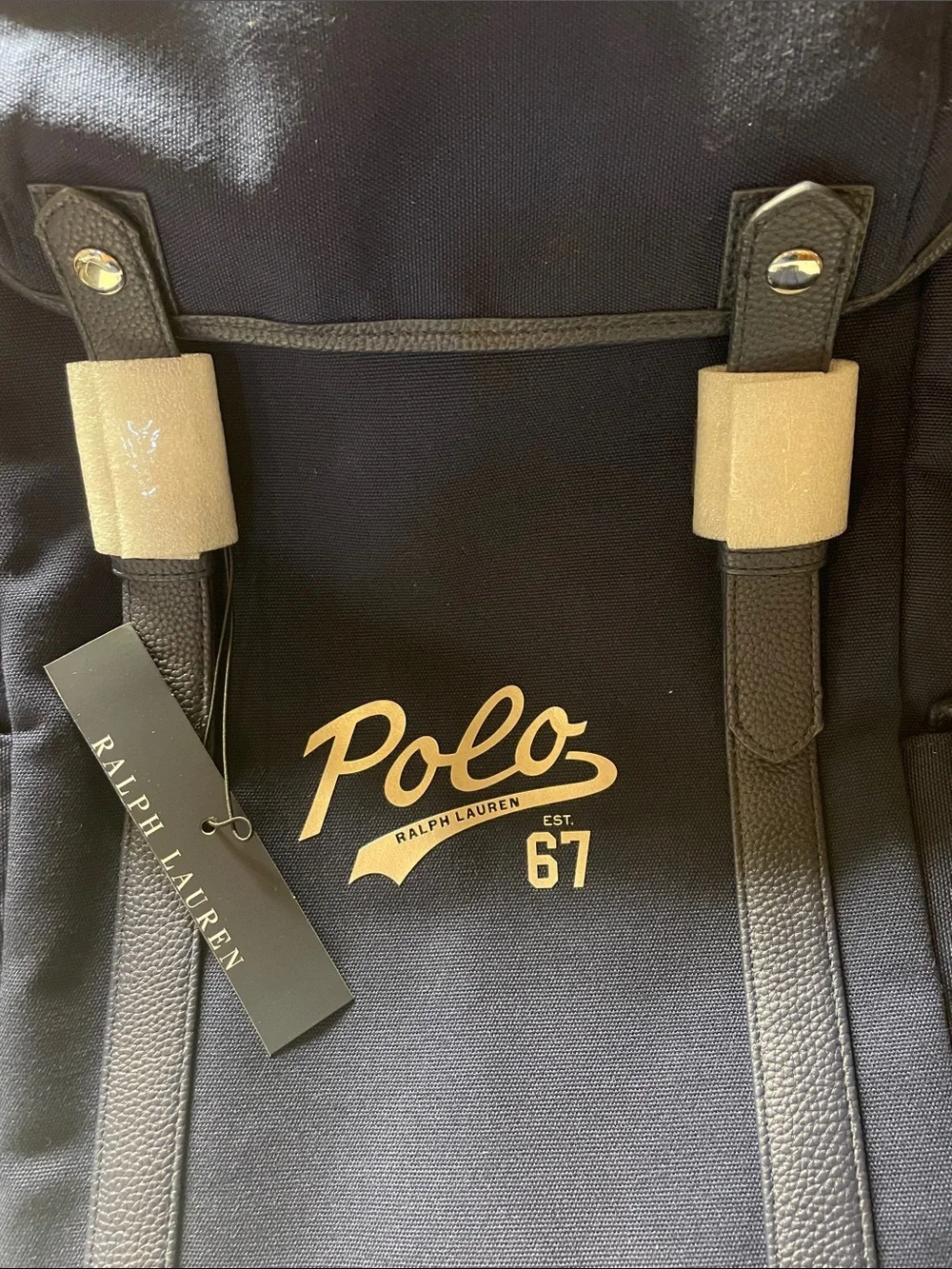 Ralph Lauren Navy Polo 67 Canvas Backpack with Logo
